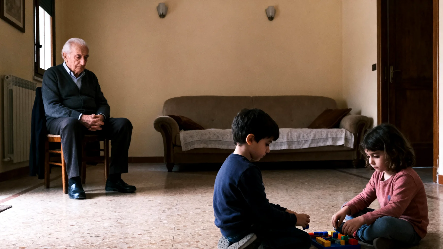 Il nonno fatica a creare momenti di dialogo affettivo con i nipoti bambini, limitandosi ad attività pratiche senza riuscire a esprimere emozioni, affetto verbale o creare una connessione emotiva profonda"