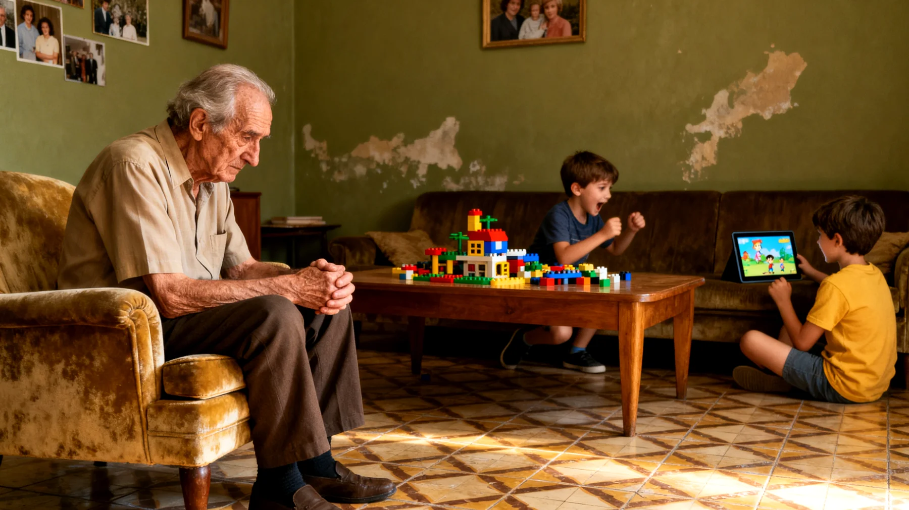 Il nonno fatica a creare momenti di dialogo affettivo con i nipoti bambini, sentendosi distante emotivamente e non riuscendo a esprimere affetto e interesse in modo che i piccoli si sentano ascoltati e amati"