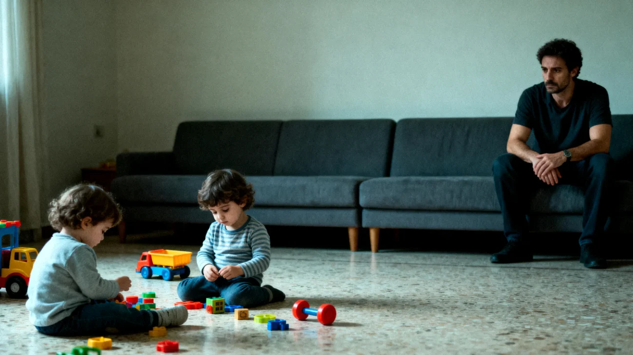 Un papà che fatica a instaurare un dialogo affettivo profondo con i suoi bambini piccoli, limitandosi agli aspetti pratici della cura quotidiana senza riuscire a esprimere emozioni, raccontare i propri sentimenti o creare momenti di intimità emotiva"