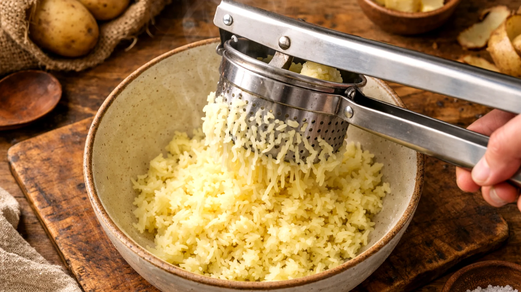 Come usare correttamente lo schiacciapatate per ottenere purè perfetti e cremosi senza grumi, evitando gli errori più comuni che rovinano la consistenza"